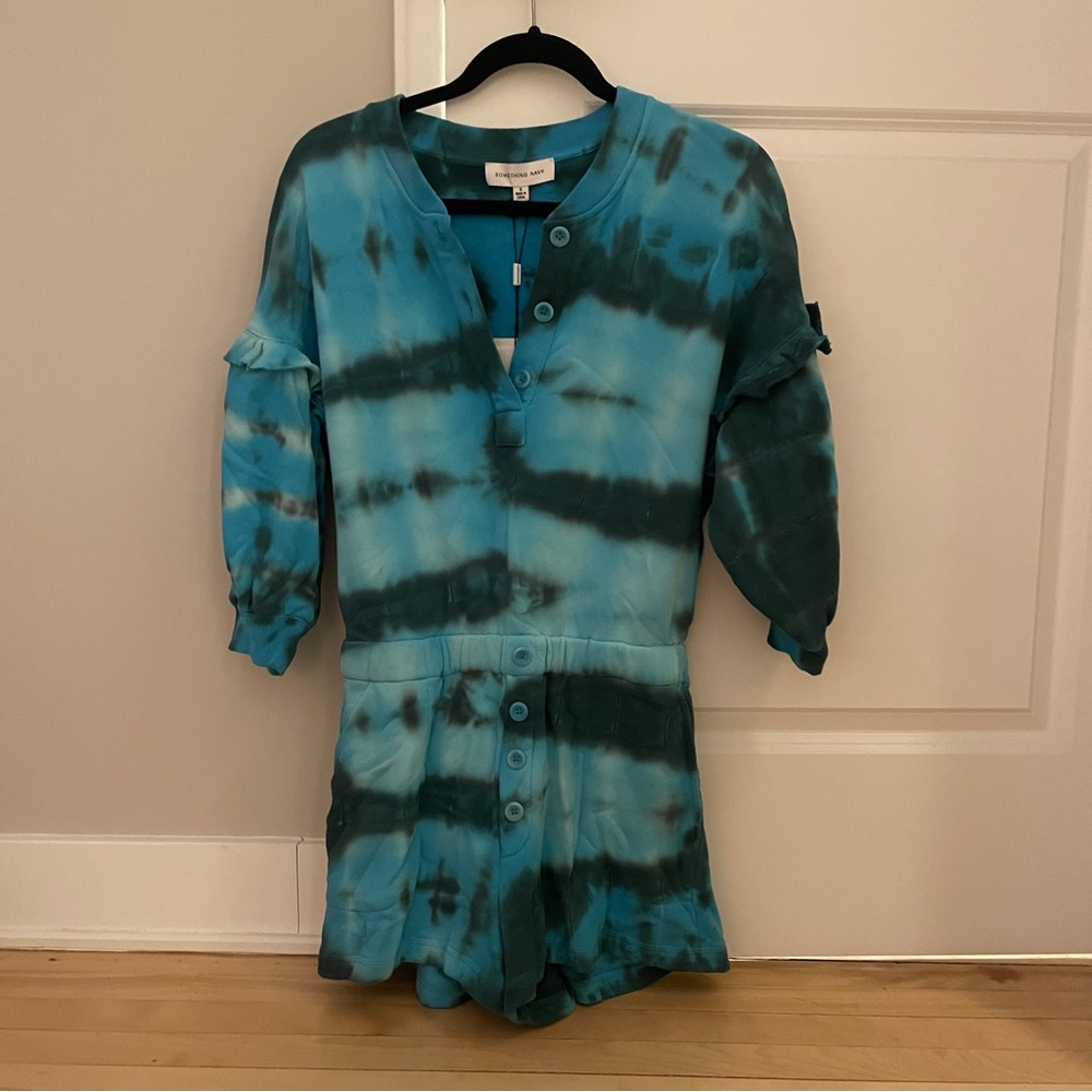 Something Navy tie dye romper. Size small
